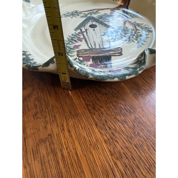 Large 12” Vintage Rustic East Texas Pottery, Marshall, Texas Plate (Bird Houses) - Picture 5 of 5